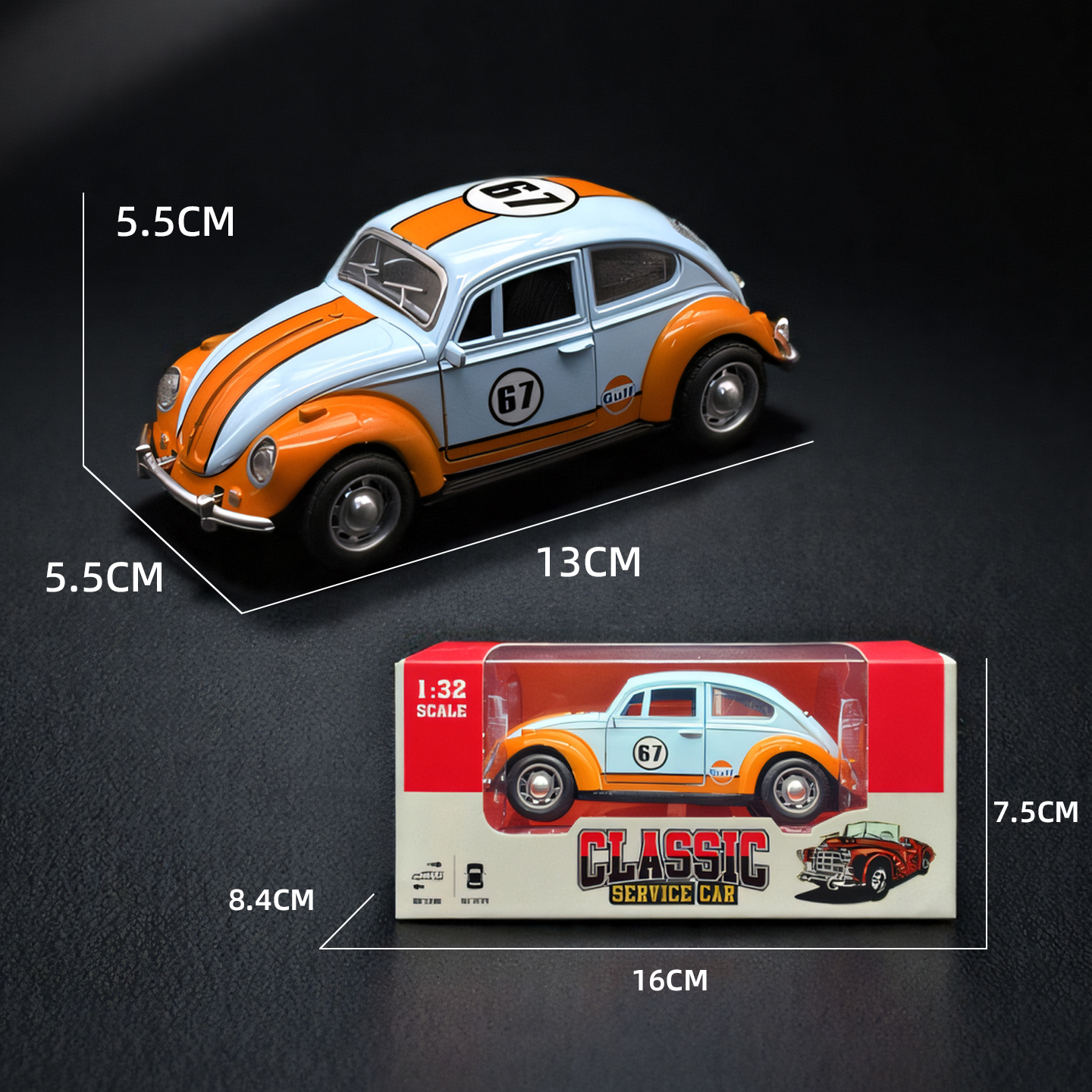 橙蓝色-甲壳虫合金车高清大图