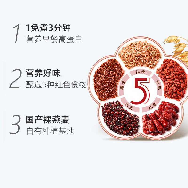 阴山优麦(YIN SHAN OATS)5红燕麦片 420g/袋(35克×12)冲泡即食燕麦片混合麦片营养早餐图片