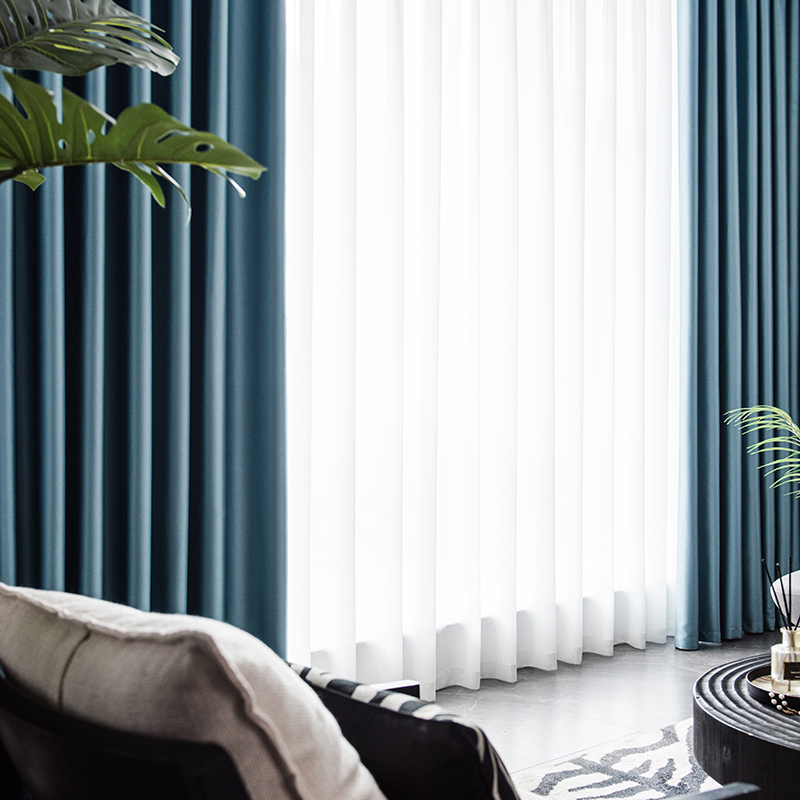 添福运 轻奢冰丝遮光窗帘北欧简约现代挂钩窗帘加厚打孔窗帘飘窗客厅