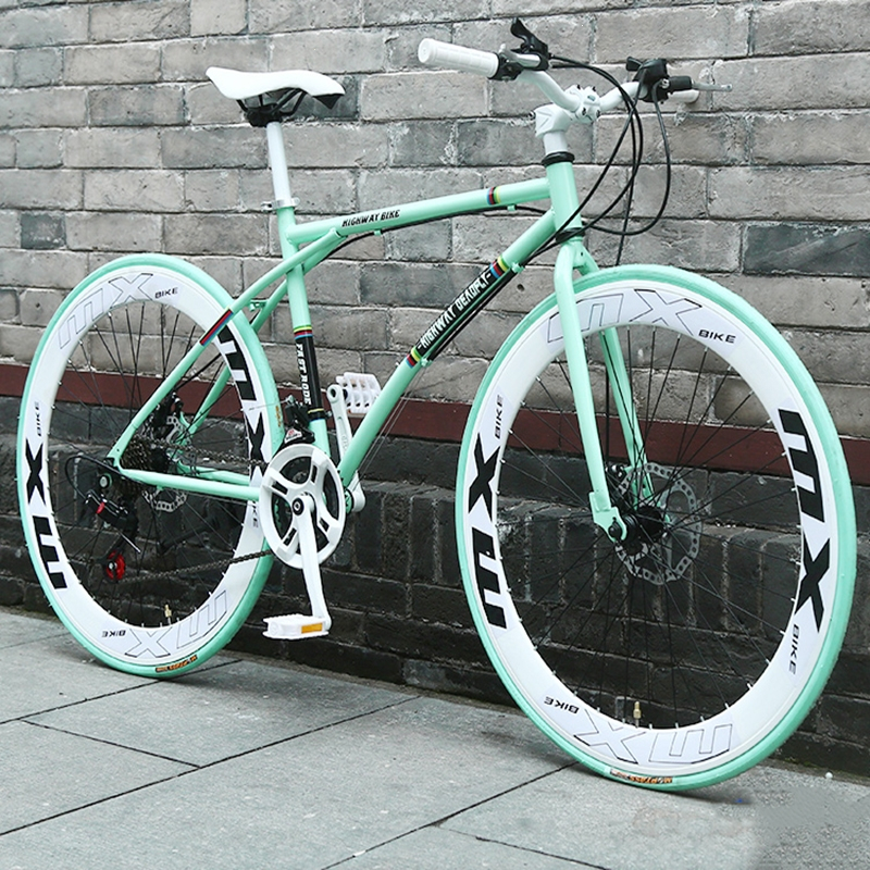 变速死飞自行车实心胎活飞网红公路赛车简约学生成人男女单车