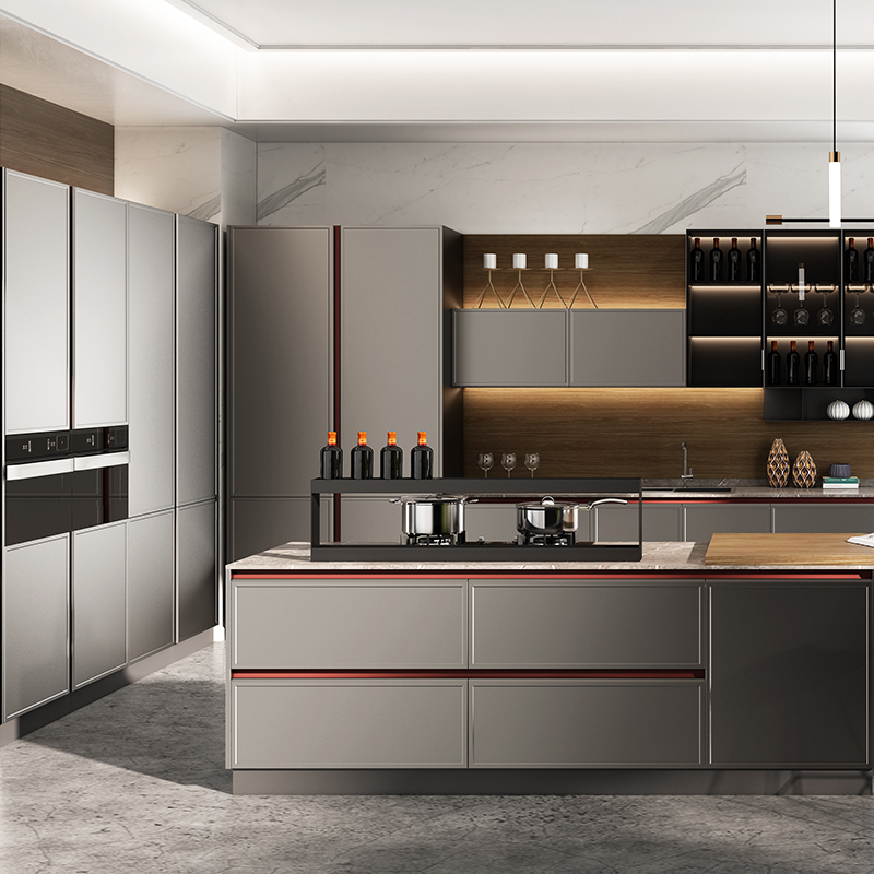 皮阿诺橱柜定制厨房整体橱柜门定做厨柜轻奢橱柜石英石厨柜台面预付金