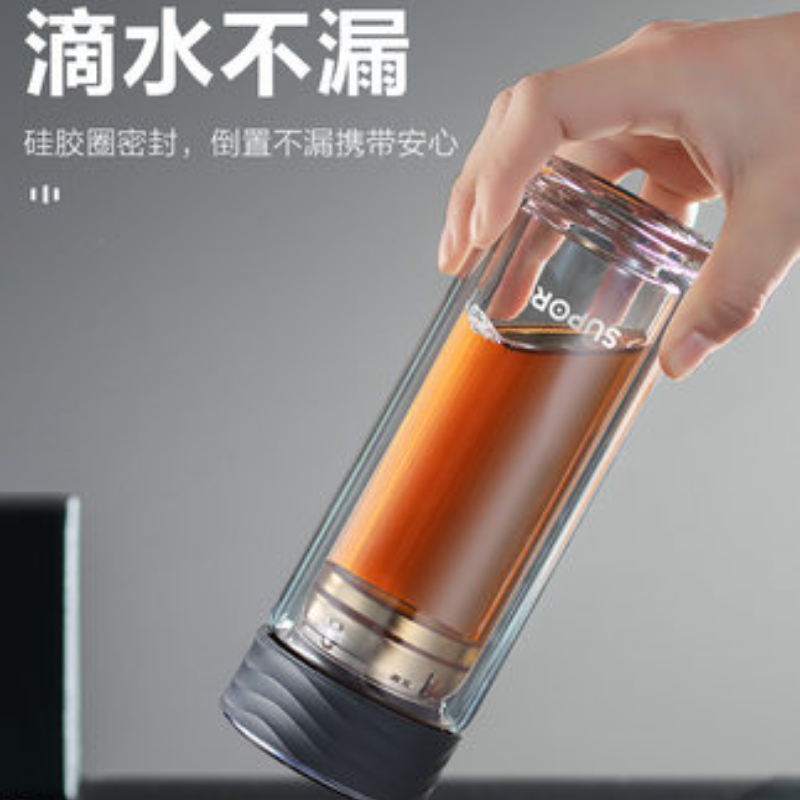 苏泊尔双层玻璃杯子女生高颜值茶水分离泡茶耐高温办公室水杯高清大图