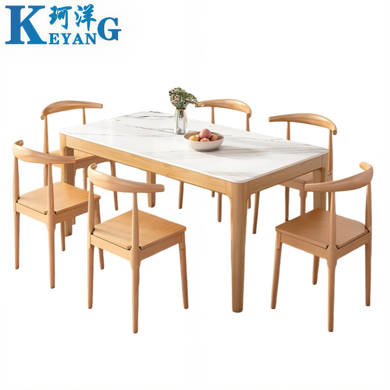 珂洋 岩板餐桌 一桌六椅130*80*75cm 套高清大图