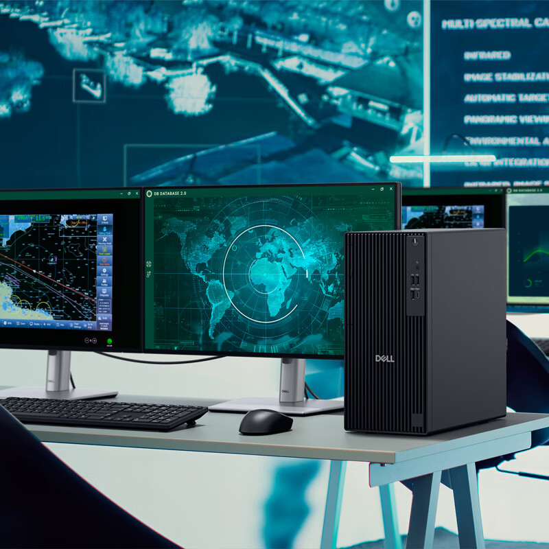 戴尔dell Pro Tower QCT1250 企业级高端商用办公绘图设计台式机电脑主机 定制I7-14700 16G内存 2T机械+512G固态 集成显卡高清大图