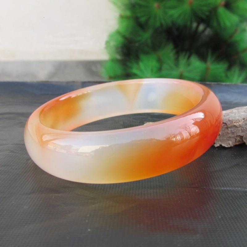 臻玉盈天然原色红玛瑙玉髓手镯 适宽窄加厚 无烤色花玛瑙手环贵妃镯自