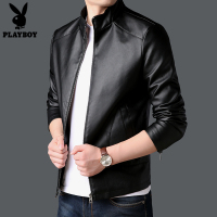 花花公子(PLAYBOY)新款男士皮衣皮夹克韩版修身潮流帅气皮衣外套男夹克外套机车服立领皮夹克