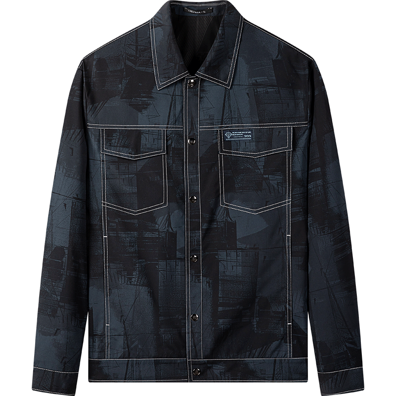 含羊毛柒牌夹克男装秋冬新款时尚休闲工装风翻领毛呢外套夹克衫121jd