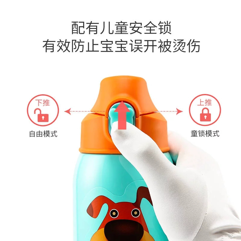 三盖兔(私人定制)杯具熊儿童保温杯带吸管儿童水杯316不锈钢内胆630mlBEDDYBEAR
