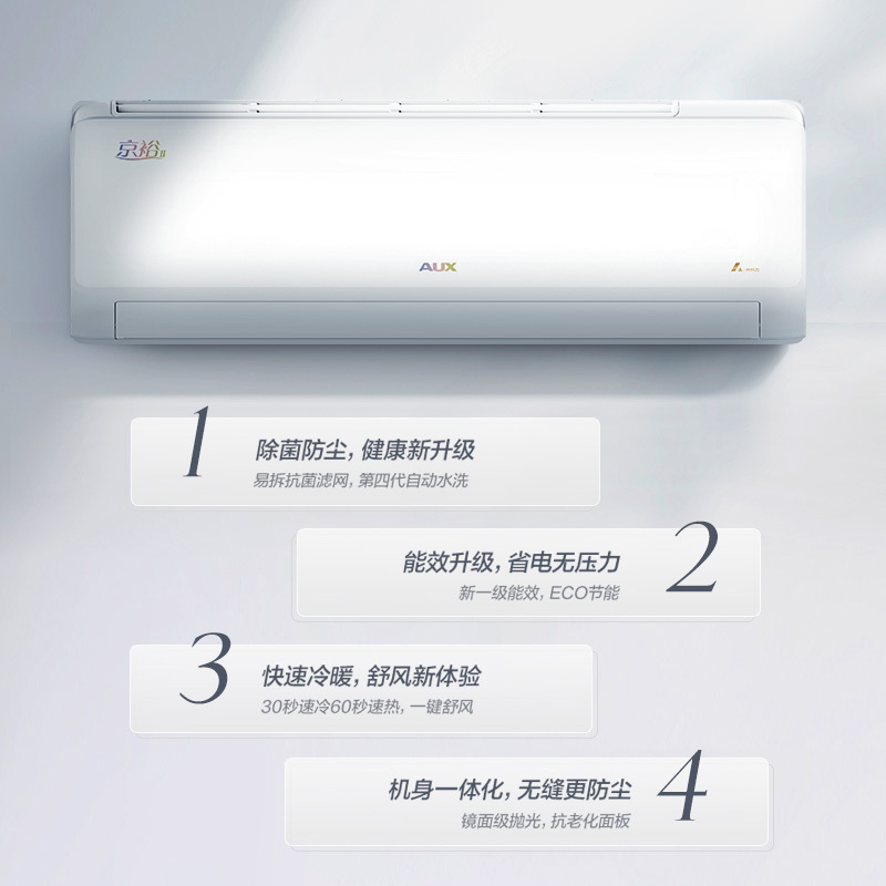 奥克斯 (AUX)1匹 新一级能效 变频冷暖 自清洁家用 卧室壁挂式 空调挂机KFR-26GW/BpR3AQE1(B1)