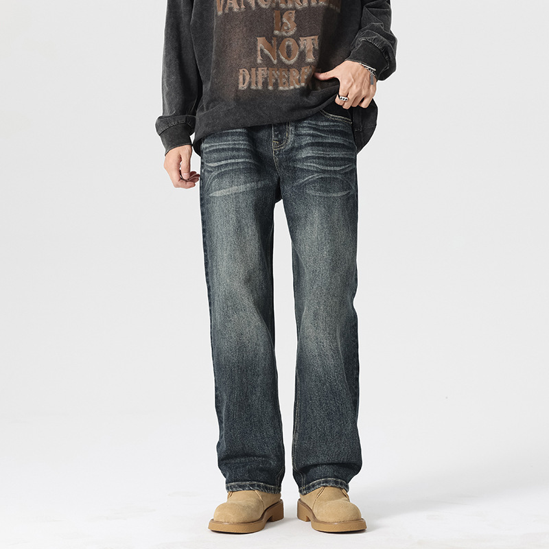 美式猫须直筒牛仔裤男高端轻奢品质新疆棉休闲高街vibe裤子高级感_702 5628蓝灰 32（2尺5）140斤
