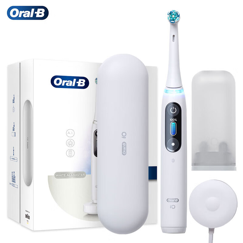 欧乐-B(Oral-B)电动牙刷iO8白色成人小圆头牙刷情侣礼物