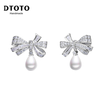 DTOTO S925银饰品蝴蝶结耳钉 大气浪漫爱情耳饰 气质女生耳环