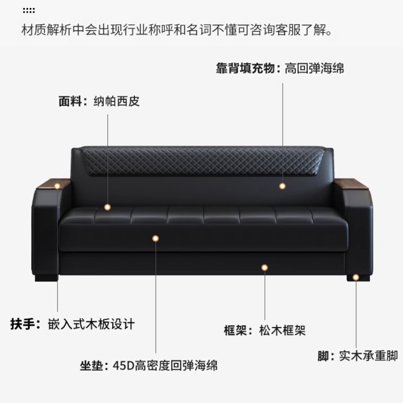 悦兴诚商务沙发185*78*78cm(1+1+3+长茶几)套高清大图