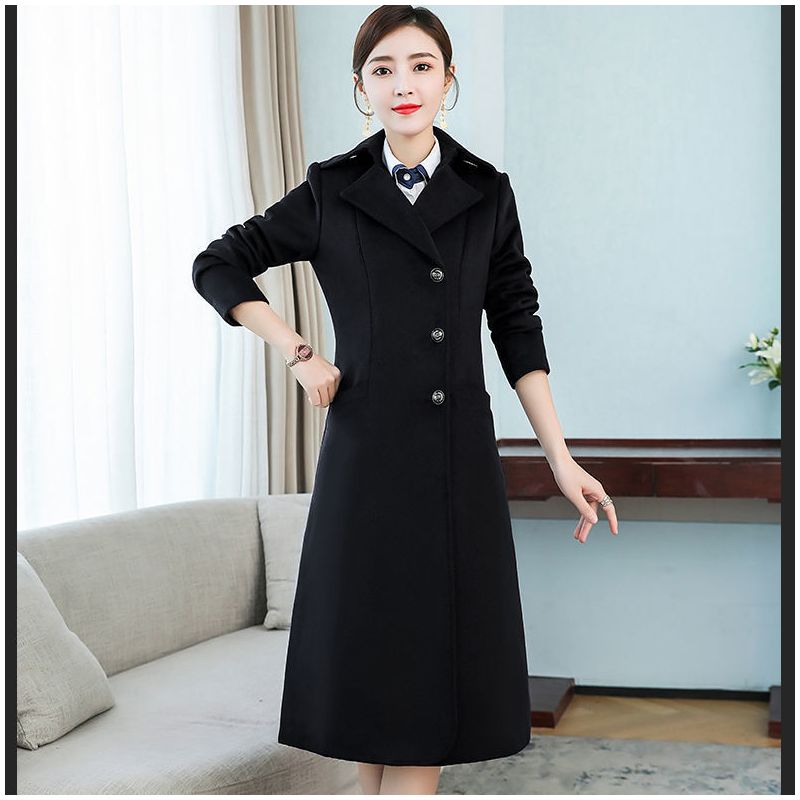 冬季职业装毛呢大衣女中长款正装工作服加厚工装前台酒店呢子外套