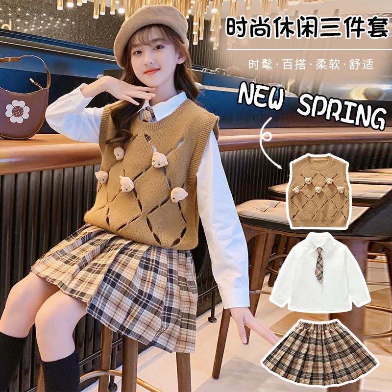 女童连衣裙春装新款洋气女孩学院风公主裙JK套装春夏儿童裙子