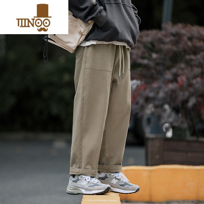YANXU男士休闲裤夏季薄款直筒宽松日系工装裤青少年潮牌男生长裤子高清大图
