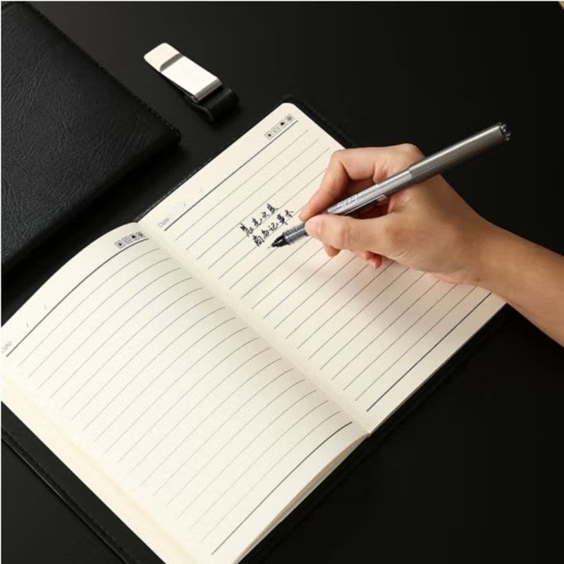 晨光(M&G)文具黑色软皮革面笔记本本子开会办公用品会议记录本普惠型日记本记事本商务32K/160张单本APY1FK78图片