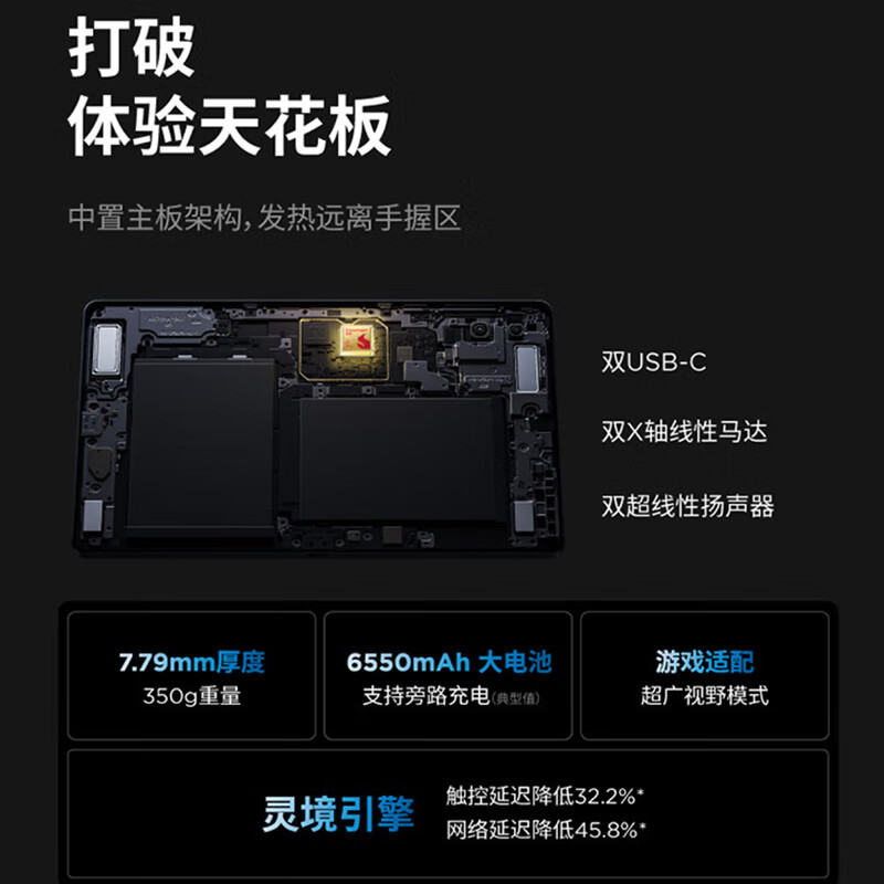联想(Lenovo)拯救者Y700 2025 8.8英寸游戏平板 骁龙8Gen3 2.5K 165Hz高刷 双X轴线性马达 16GB+512GB WIFI 冰魄白