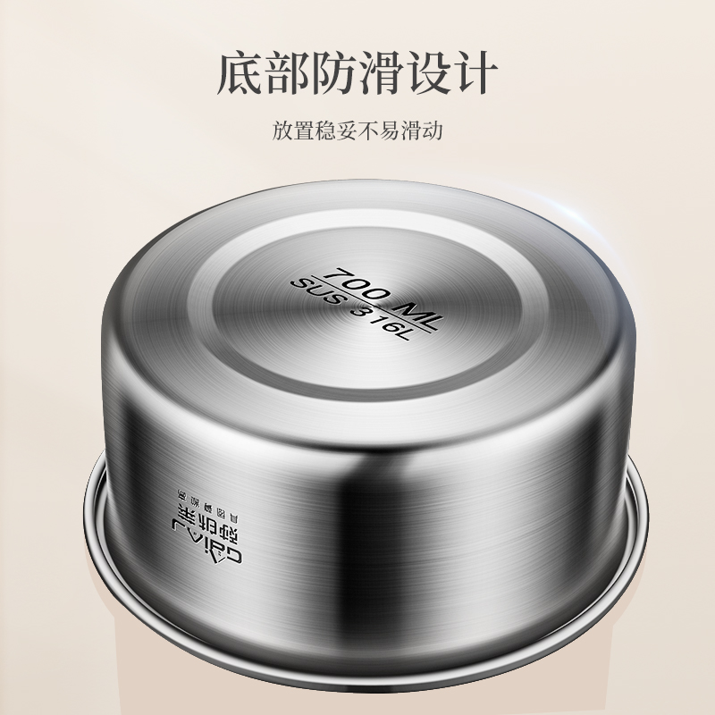 莱柏顿316L不锈钢盆加厚家用带盖盆油盆厨房打蛋和面盆鸡蛋羹蒸碗料理盆高清大图