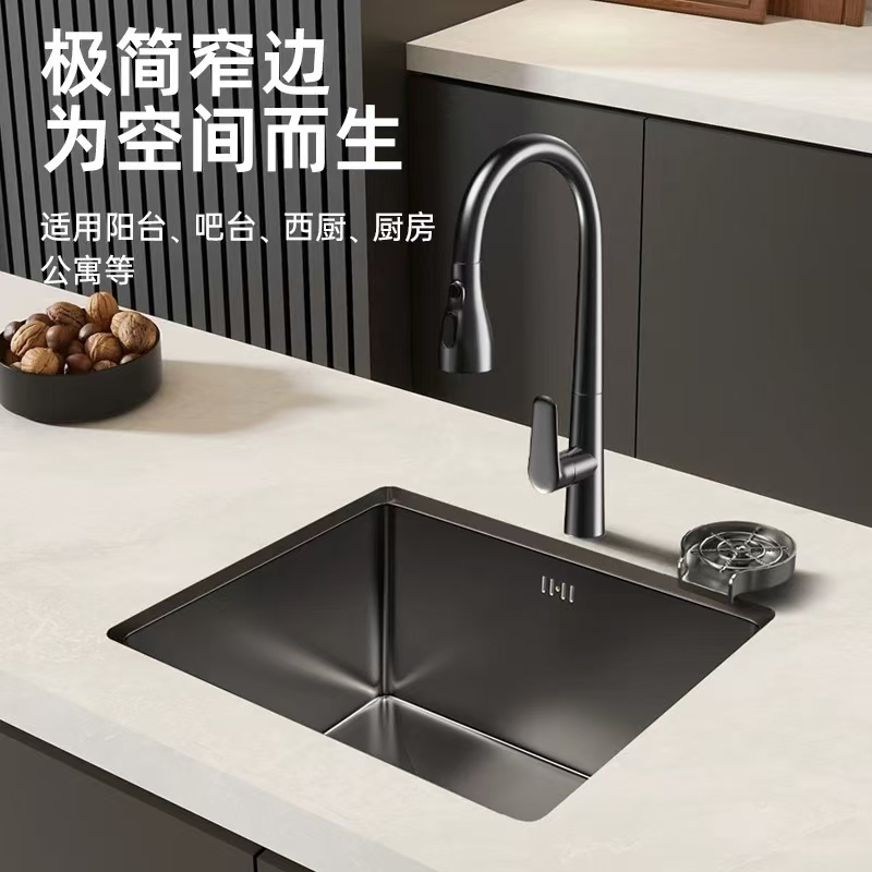 悟诚卫浴纳米手工不锈钢加厚台下盆厨房水槽45*40