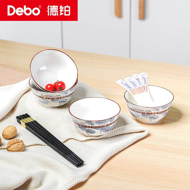 德铂餐具套装家用陶瓷碗筷勺子套装12件 DEP-768