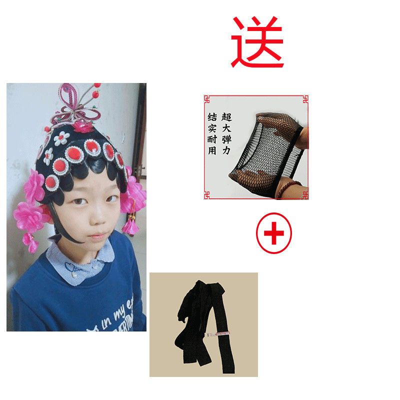 戏剧头饰用品仿真发水鬓假片子戏曲青衣花旦小姐包头京剧贴片鬓角 仿真发水鬓(成人)送发网送绑带