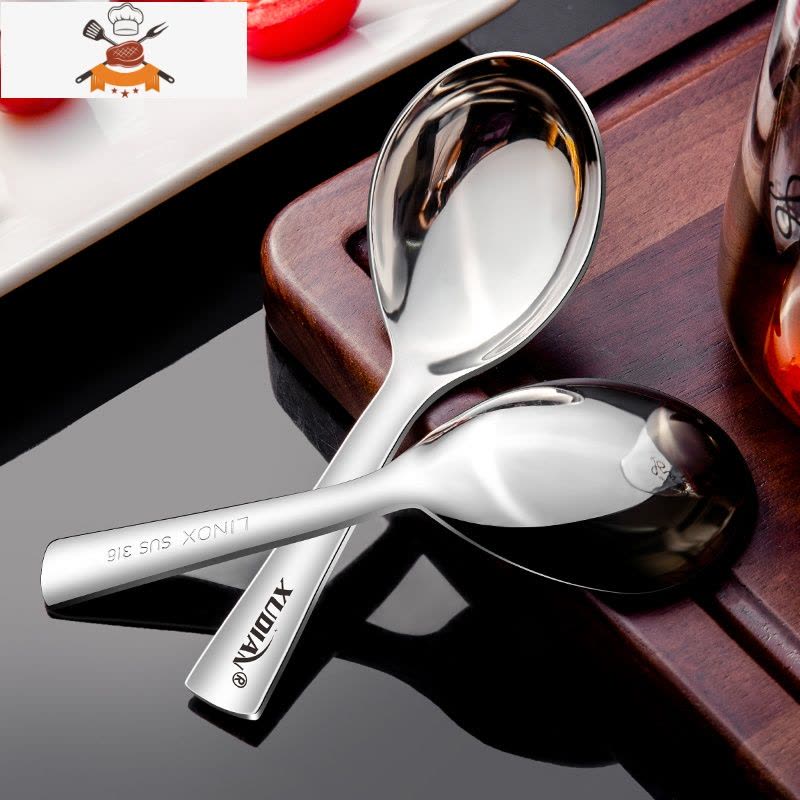 316不锈钢勺子家用儿童吃饭汤勺婴儿辅食勺子创意可爱汤匙圆头勺 敬平 316钢筷子[1双装]图片