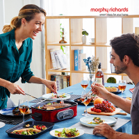 摩飞morphy richards多功能料理锅一体锅烧烤电火锅配硅胶厨具套装 红色