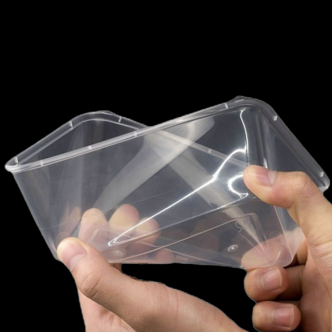 海亚森一次性塑料带盖方形餐盒 17*12*7cm 1L(透明色) 300套/箱 TK-3017高清大图