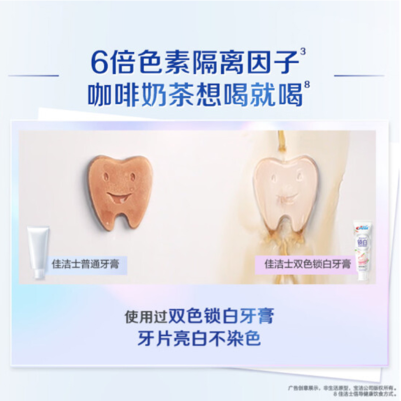 佳洁士锁白牙膏美白香氛口气清新白桃亮白含氟官方正品[组合]白桃牙膏120g+漱口水250ml高清大图