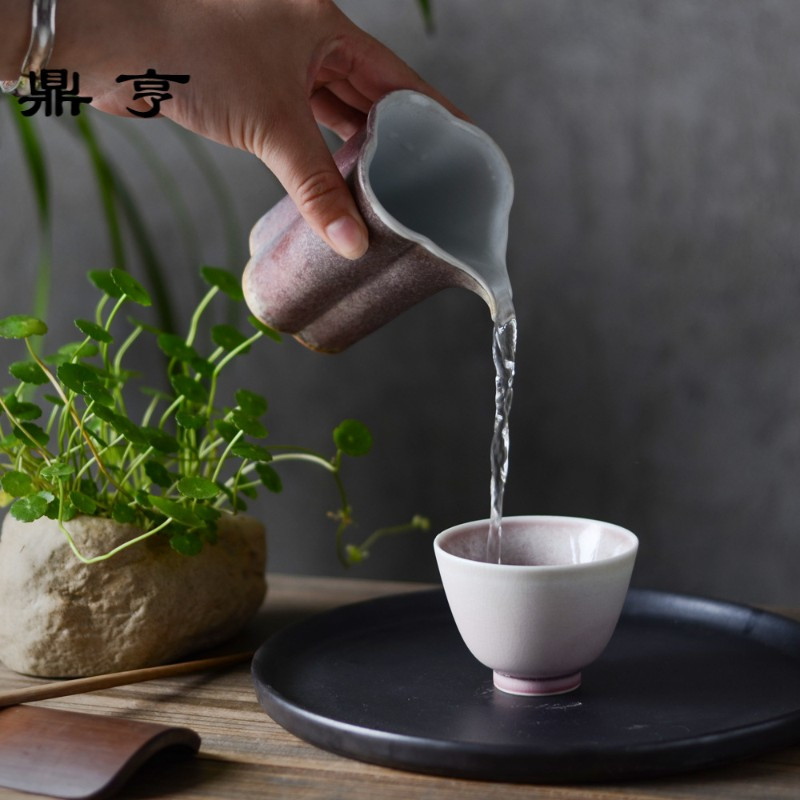 鼎亨景德镇品茗杯陶瓷若琛杯桃红汝窑开片茶盏单杯景德镇功夫茶杯