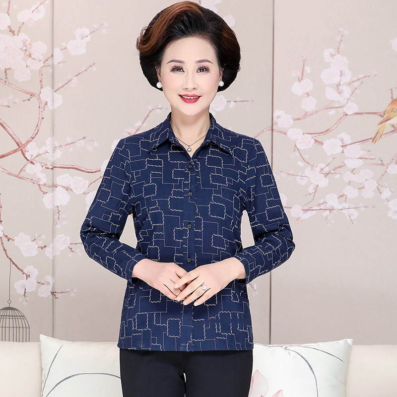 中老年人女装衬衫50岁妈妈春装长袖60老人上衣服奶奶夏季棉麻衬衣视频