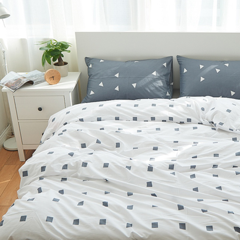 简约精梳棉纯棉四件套活性全棉混搭4件套可爱床单被套4件套床品