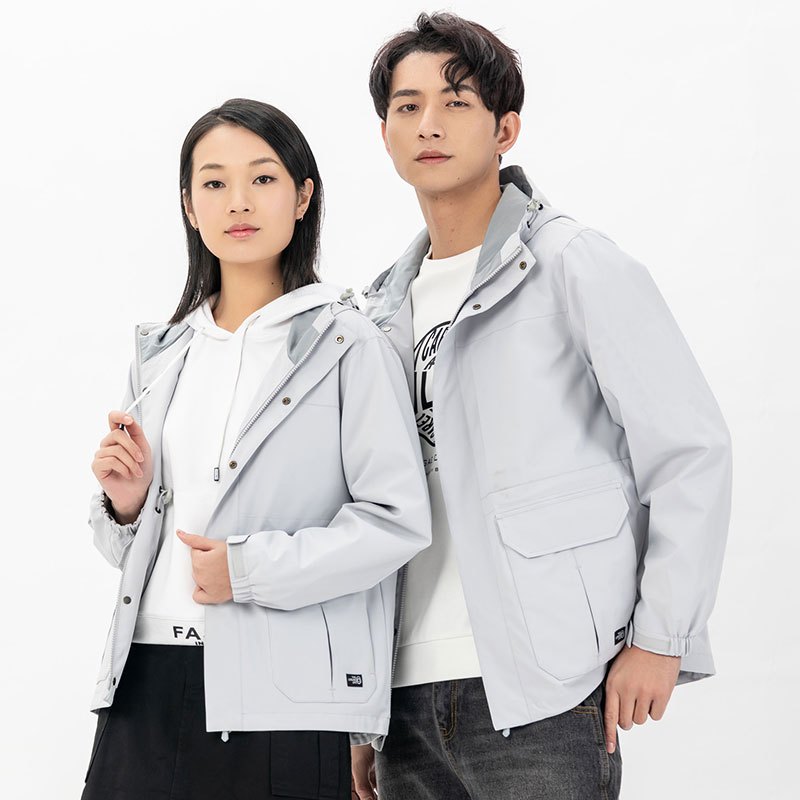 妖艺新款旅行风衣男薄款防风透气冲锋衣女大口袋工装外套