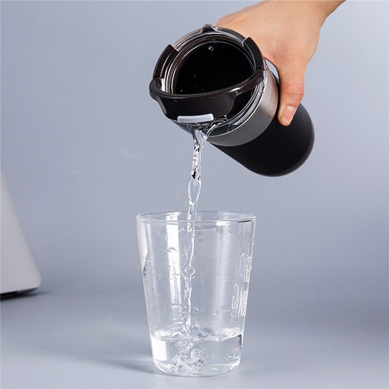 哈尔斯咖啡杯男女不锈钢便携随身随行车载大容量保温水杯子590ML 塑橙色高清大图
