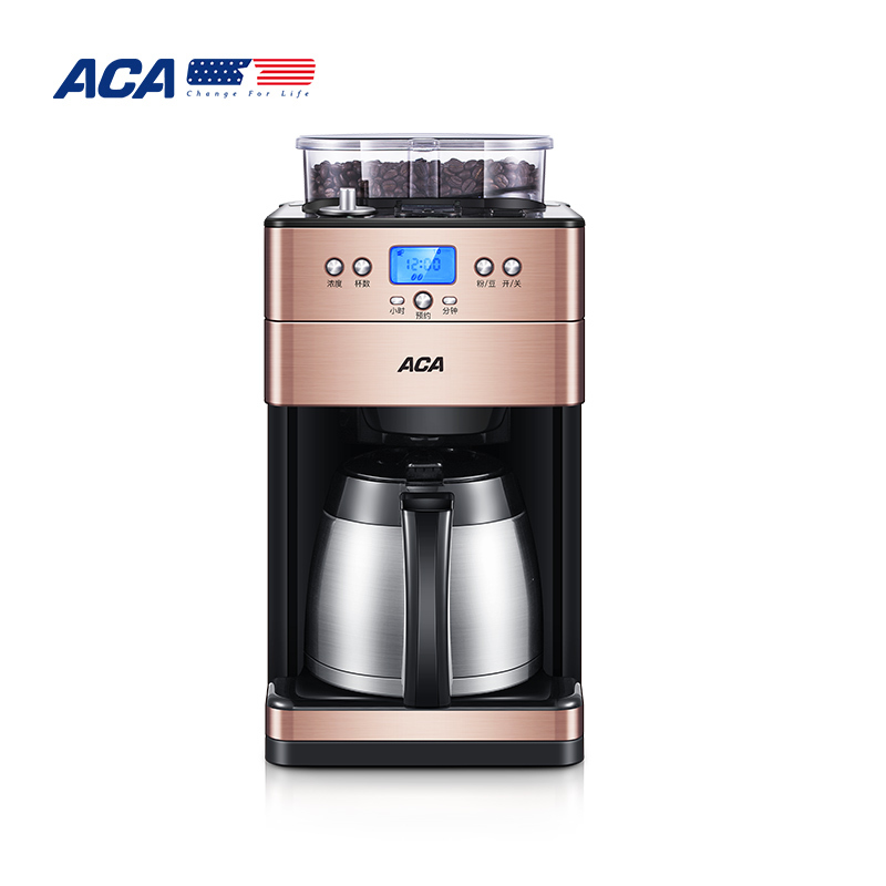 北美电器(ACA) 多功能咖啡茶饮机AC-GS125 家用咖啡机滴漏式全自动磨豆美式 办公室小型咖啡壶咖啡机