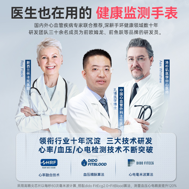 [医学教授推荐]didoE55SPRO无创测血糖血压智能手表监测量仪心率心电图血氧健康老年人心跳运动手环男高清大图