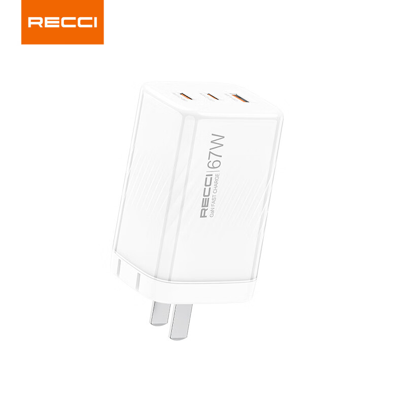 锐思充电头双Type-C口支持67W超级快充充电器单头(RC85)水晶白
