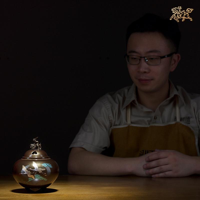 美帮汇全铜摆件《高冈铜器之双鶴》铜工艺品 家居饰品香炉高清大图