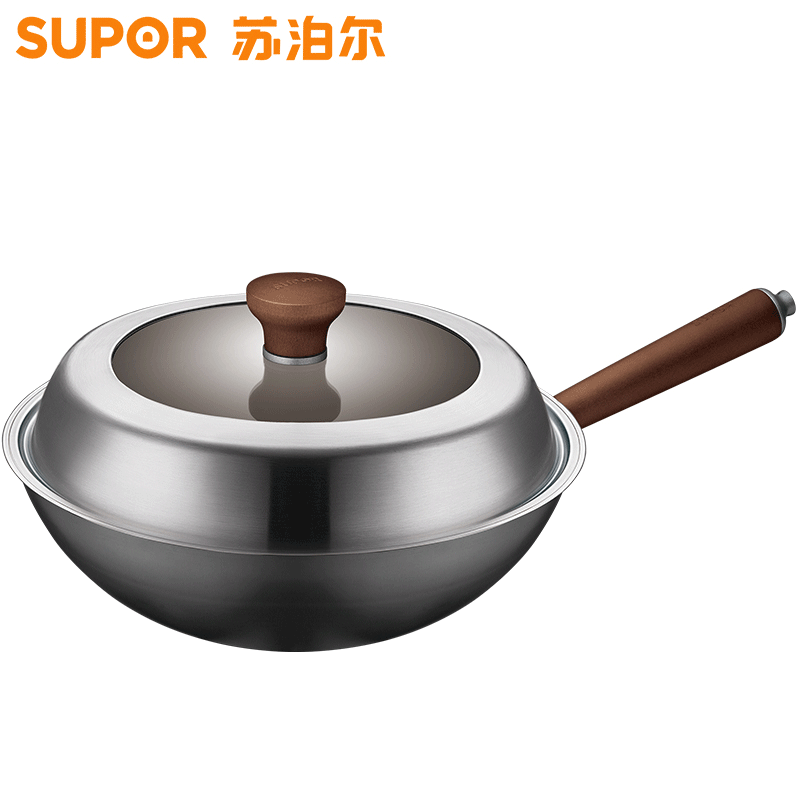 苏泊尔(SUPOR)芯铁炒锅30cm真不锈无涂层健康铁锅物理不粘锅燃气灶炒菜锅CC30AA2高清大图