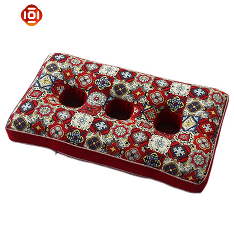 老粗布三孔耳枕 老人护耳枕荞麦壳枕头枕芯带孔枕头成人护颈枕 三维