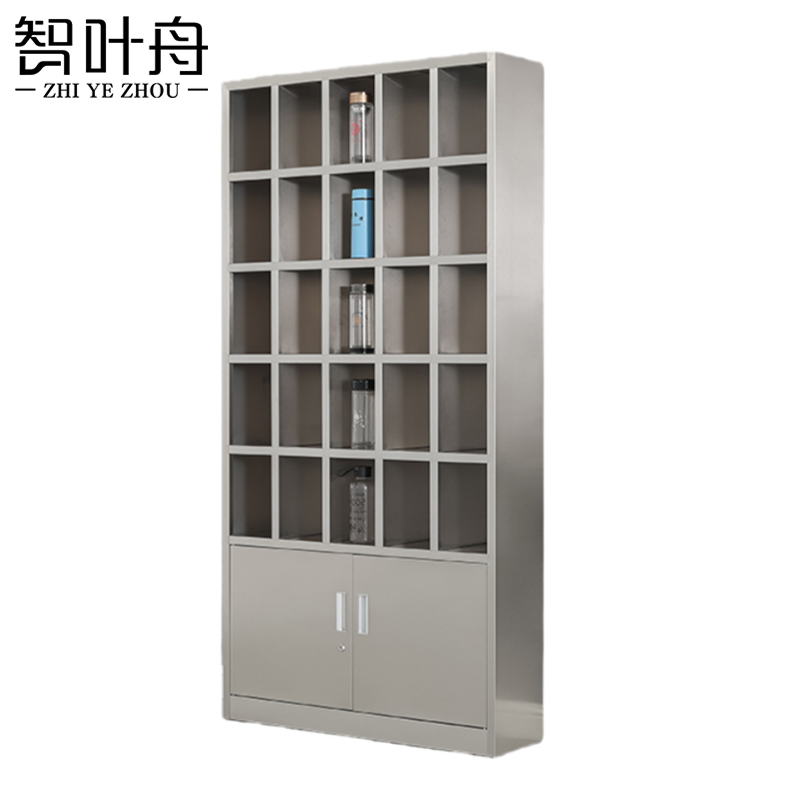 智叶舟不锈钢水杯柜25格90*25*180cm台高清大图