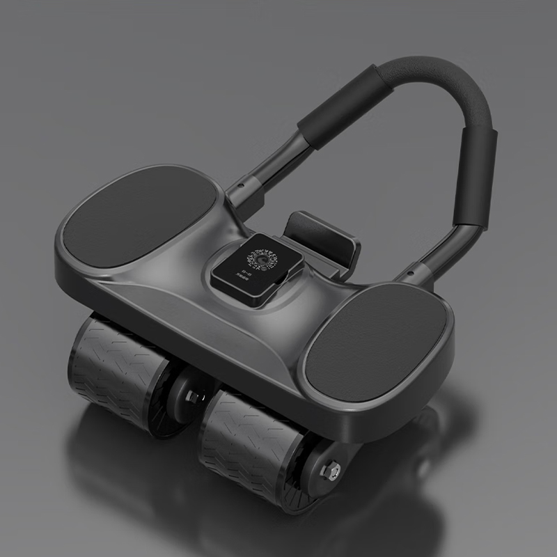 万多 QH5-BK 四轮自动回弹多功能健腹轮(计数器)黑高清大图