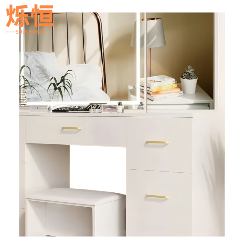 烁恒 梳妆台 40cm桌+镜+凳 套高清大图