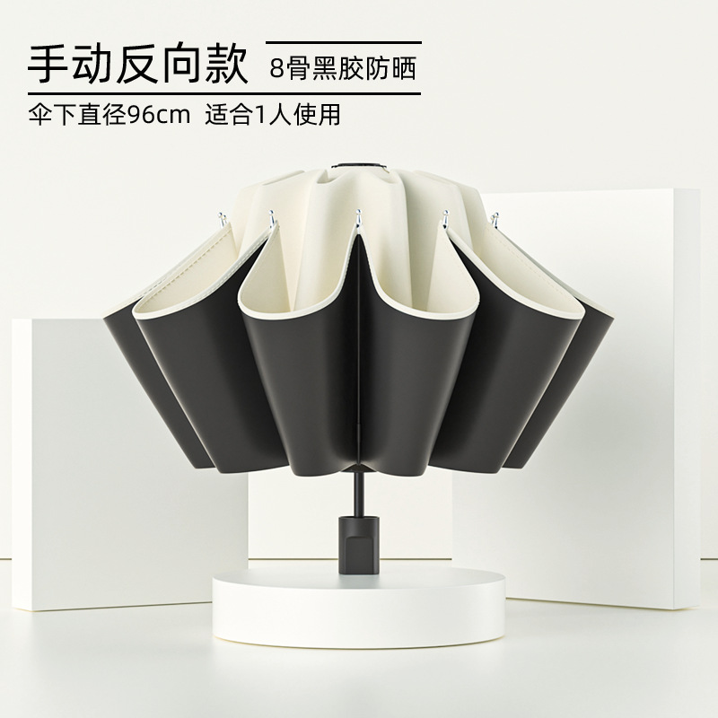 DXP 通勤晴雨两用遮阳防晒伞 8骨手动反向高清大图