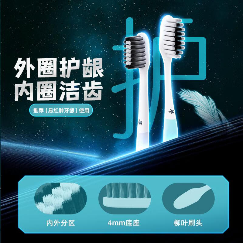 云南白药金口健牙刷 倍护养龈—1S+1M2支/卡高清大图