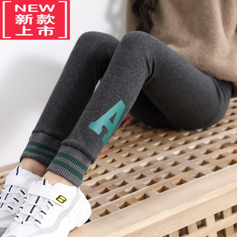 可莉允女童打底裤加绒加厚冬季外穿儿童裤子中大童一体绒保暖裤春秋