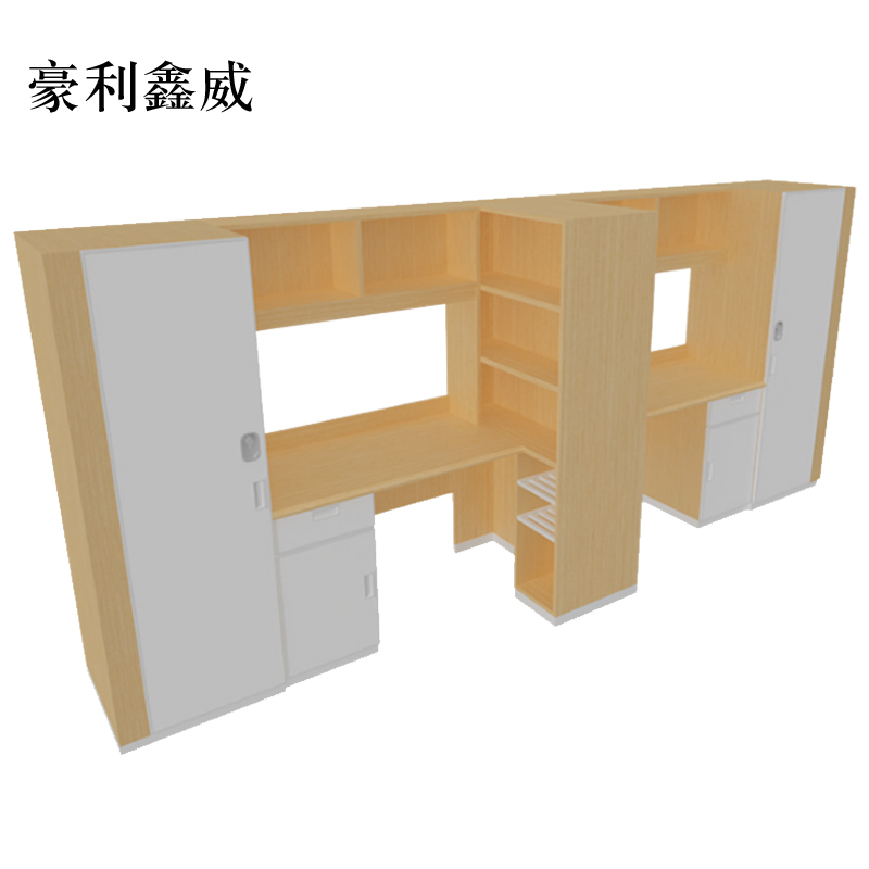 豪利鑫威书桌书柜组合一体学习桌二人位3940*600*1730mmA款[工厂现做 7天内发货]