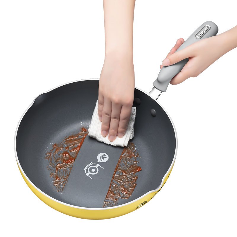 苏泊尔(SUPOR)萌趣造型不粘平底深型煎炒锅少油烟家用烹饪锅具燃气电磁炉通用28cm EJ28RCP-03送多用剪刀