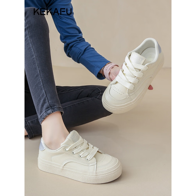 珂卡芙kekafu小白鞋女2023秋季新款网红厚底增高运动鞋女款休闲时尚单